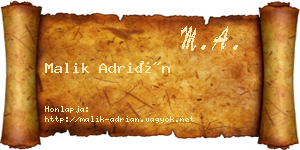 Malik Adrián névjegykártya