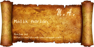 Malik Adrián névjegykártya